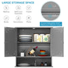 Bathroom Cabinet Wooden Wall-Mounted Mirror Cabinet w/2-Tier Adjustable Shelves