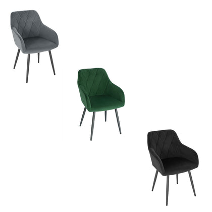 1/2/4/6x Dining Chair Velvet Padded Armchair Kitchen Lounge Chair w/ Metal Legs