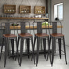 2/4x Retro Breakfast Bar Stool Metal & Wood Dining Chair With Backrest Bistro