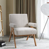 Modern Armchair Sofa Lounge Accent Linen Fabric Wood Frame Comfy Reading Chair