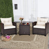 Wicker Bistro Conversation Set 3 Piece Patio Furniture Set-White