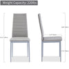 4pcs Grey PU Leather Dining Chairs & Round Clear Glass Dining Table Dining Set
