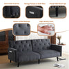 3 Seater Click Clack Sofa Velvet Mid Century Modern Couch with Solid Wooden Legs