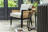 RATTAN ARMCHAIR JAPANDI STYLE SIDE CHAIR WOODEN FRAME BOUCLE SEAT