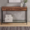 Slim Hallway Console Table Entryway Sideboard 2 Drawers With Glass Storage Shelf