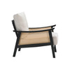 Vintage Wooden Frame Linen Fabric Armchair Rattan Armrest Lounge Tub Chair Sofa