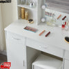 Large Dressing Table Vanity Makeup Desk With 3 Color Modes LED Light Mirror