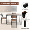 5 Piece Dining Table and Chairs Set Metal Wood Compact Set Table+4 Chairs Brown