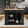 Kitchen Island Storage Cupboard W/Drop Leaf Countertop Side Racks 2-Door Cabinet