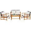 4Pcs Outdoor Rattan Patio Sofa Set Garden PE Wicker Chair Table Set w/Cushions