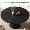120cm Round Dining Table for 4-6, Modern Kitchen Table with Fluted Round Base