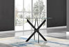 100cm Round Black & Clear Tempered Glass Industrial 4 Seater Dining Table