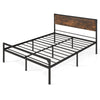 King Size Metal Bed Frame Industrial Platform Bed w/ 9 Support Legs Noise Free