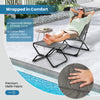 Patio Folding Sling Chair Outdoor Portable Lounge Chair w/Footrest&Cushion