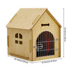 Weatherproof Puppy Dog House Kennel Indoor Pet Shelter with Iron Door 60x57x41cm
