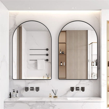 Modern Arch Bathroom Mirror Black Vanity Wall Mirror with Thick Aluminum Frame
