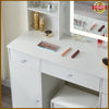 Dressing Table w/ LED Mirror Makeup Organizer Desk Modern Vanity Table Stool Set