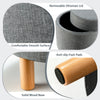 Round Storage Ottoman w/ Tray Accent Fabric Storing Footrest w/ Non-Slip Pads