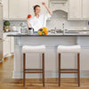 Set of 2 Saddle Bar Stools Backless Counter Stool W/ Upholstered Sponge Cushion