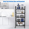 Metal Kitchen Trolley Shelving Rotating Storage Cart Mobile Shelving Rack Black