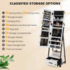Jewelry Armoire Organiser Unit Mobile Jewelry Cabinet Floor Standing-White