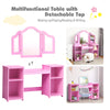 2 In 1 Vanity Table Kids Princess Makeup Table Children Dressing Table w/Mirror