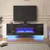 90inch Modern TV Stand Cabinet with 36" Electric Fireplace & LED Light Furniture