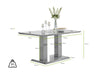 Grey Gloss Pillar Dining Table & 6 Velvet Knockerback Belgravia Chairs