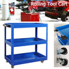 3 Tier Rolling Tool Cart Heavy Duty Utility Cart Tool Service Storage Trolley UK