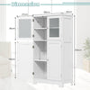Bathroom Floor Cabinet Freestanding Storage Cupboard W/ 2 Tempered Glass Doors