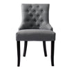 2x Dining Chairs Linen Fabric Studded Chairs Upholstered Accent Wooden Legs