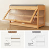 Shoe Bench Cabinet 2-Tier Flip-door Shoe Storage Rack with Seat Cushion Bamboo