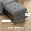 Single Chair Bed with Adjustable Backrest and Wheels for Living Room Grey