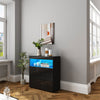 Black LED Sideboard 2 Doors Buffet Storage Cabinet Cupboard High Gloss Front