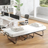 Folding Bed Frame with Mattress-White