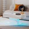 White High Gloss Coffee Table with LED RGB Lights 2 Drawer Storage Living Room