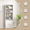 6-Tier Tall Bookshelf Wood Bookcase Organizer Display Storage Shelf W/ 2 Doors