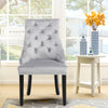 2X Dining Chairs Grey Velvet Buttoned Knocker Back Wood Leg Living Room Kitchen