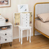 Jewelry Organizer with Flip Up Mirror & 4-Layer Cabinet-White