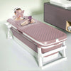 Folding Portable Bathtub Bath Tub Adult Child Warm Spa Sauna Soaking Barrel&Lid