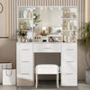 Makeup Dressing Table w/ 7 Drawers & Dimmable LED Lights Mirror Vanity Stool Set