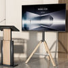 Art Easel TV Floor Stand TV for 40-75" Tripod TV Stand Wood Leg with Media Stand