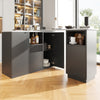 Kitchen Island Breakfast Bar Dining Table with Storage Cabinet Cupboard Black