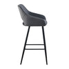 2 Pcs Velvet Bar Stools Upholstered Padded Seat Kitchen Bar Chair Modern Grey