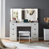 MDF Dressing Table LED Light Mirror 7 Drawers Stool Makeup Desk Bedroom Modern