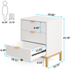 White Modern Bedside Table with 3 Drawers Storage, Wooden Nightstand End Table