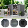 4/5/6/8/10FT Steel Garden Storage Shed Tool House with Side Canopy & 2 Air Vents