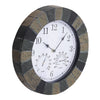 34cm Garden Outdoor Stone Wall Clock w/ Thermometer & Hygrometer Arabic Numerals