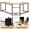 L-Shaped Corner Computer Desk Office Writing Workstation w/ CPU Stand Natural