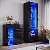 Black High Gloss Living Room Set LED TV Stand Cabinet Display Sideboard Cupboard